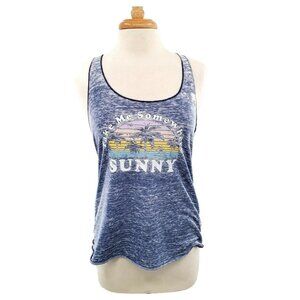 Womens Blue‎ Sleeveless Tank Top Size XS Lightweight Palm Trees by Perfect Tank